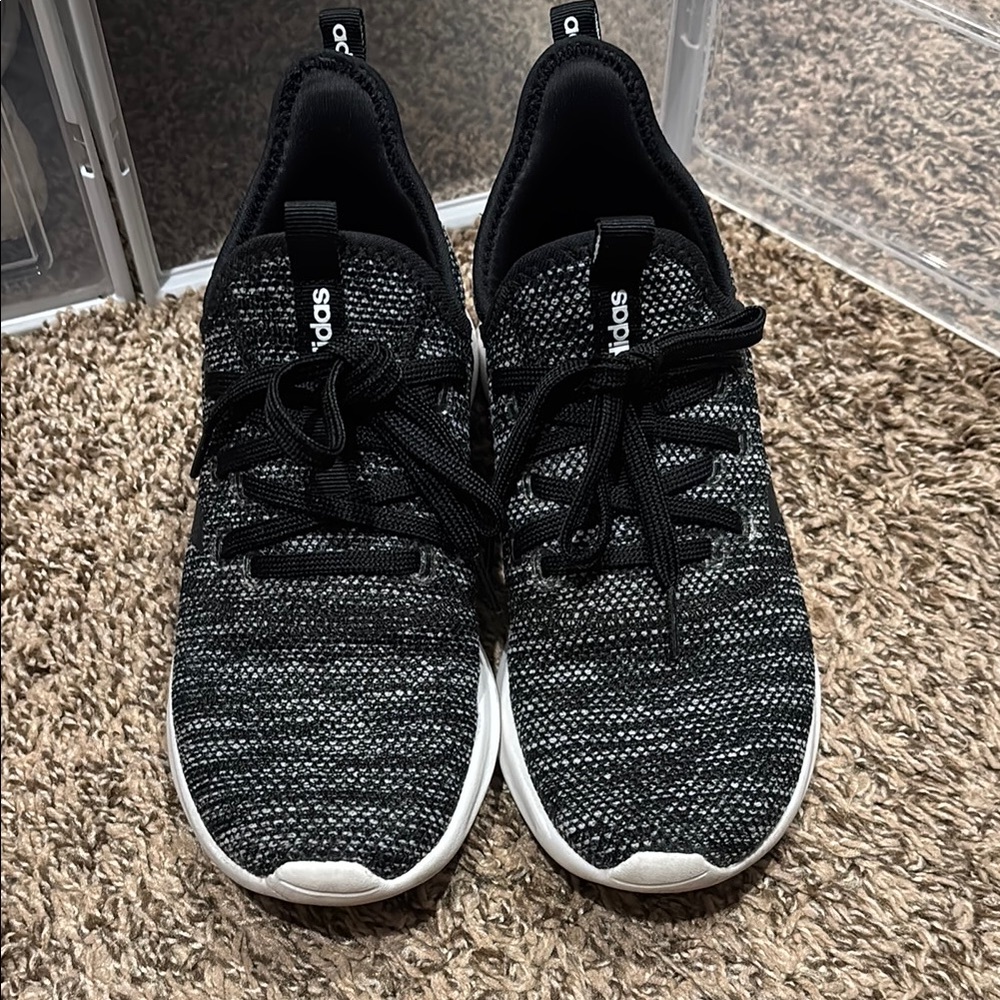 Adidas Cloud Foam Black and White Athletic Shoes